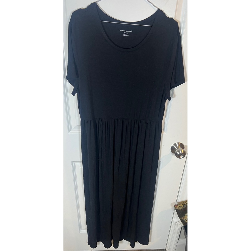Amazon Essentials Womens Maxi Dress Short Sleeve Black XL - Picture 1 of 4